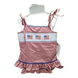 HAUTE‎ SMOCKS Gingham Check Flag Dress - Size 24M NWT